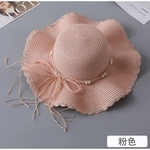 Dobrável protetor solar Mulheres bowknot Straw Hat Verão Hat