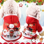Dog Pet Casual Natal Imprimir Botão Encerramento com capuz Red Neck Inverno Moletons Quente manga comprida