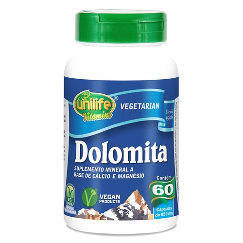Dolomita - Cálcio e Magnésio (950Mg) 60 Cápsulas Unilife