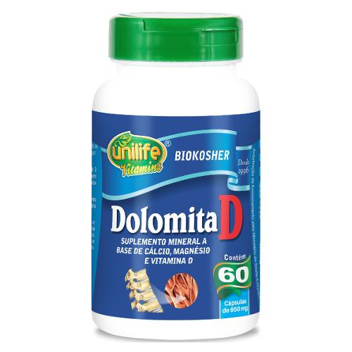 Dolomita com Vitamina D 60 Cápsulas 950mg - Unilife