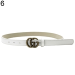 Double G Letter Metal Buckle Women Faux Leather Belt Waistband For Jeans Pants