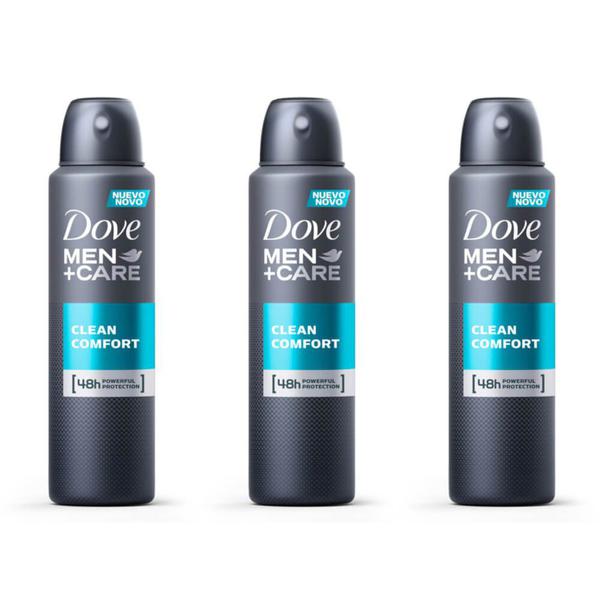 Dove Clean Comfort Desodorante Aerosol Masculino 89g (Kit C/03)