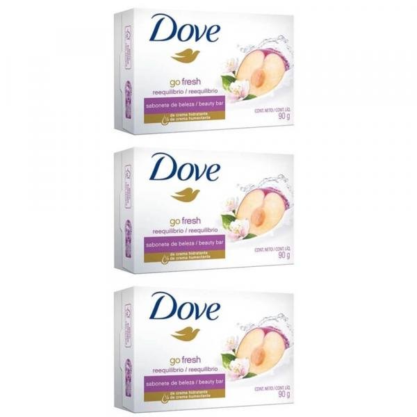 Dove Go Fresh Reequilíbrio Sabonete 90g (Kit C/03)