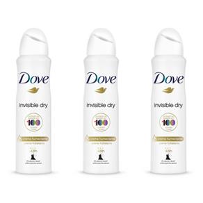 Dove Invisible Dry Desodorante Aerosol 89g - Kit com 03