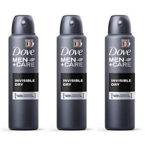 Dove Invisible Dry Desodorante Aerosol Masculino 89g - Kit com 03