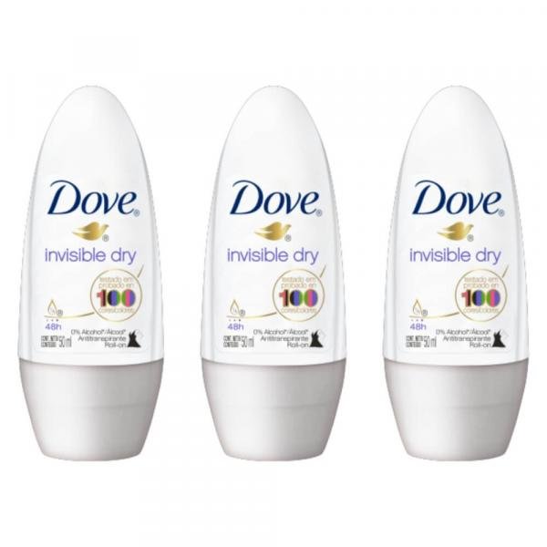 Dove Invisible Dry Desodorante Rollon Feminino 50ml (Kit C/03)