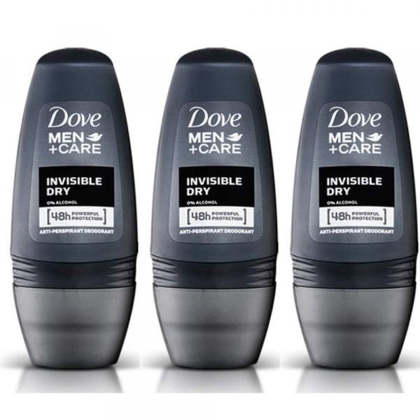 Dove Invisible Dry Desodorante Rollon Masculino 50ml (Kit C/03)