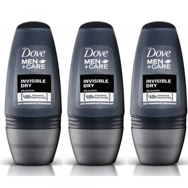 Dove Invisible Dry Desodorante Rollon Masculino 50ml (kit C/03)