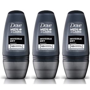 Dove Invisible Dry Desodorante Rollon Masculino 50ml - Kit com 03