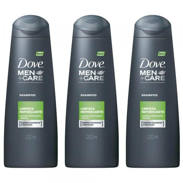 Dove Limpeza Refrescante Shampoo Masculino 200ml (Kit C/03)