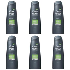 Dove Limpeza Refrescante Shampoo Masculino 200ml - Kit com 06
