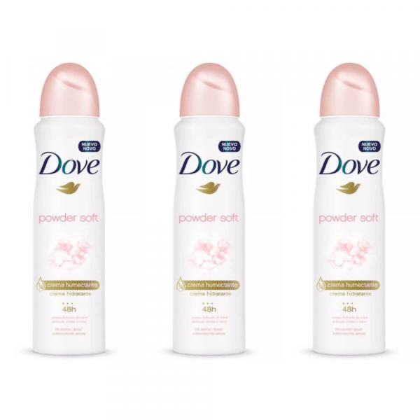 Dove Powder Soft Desodorante Aerosol Feminino 89g (Kit C/03)