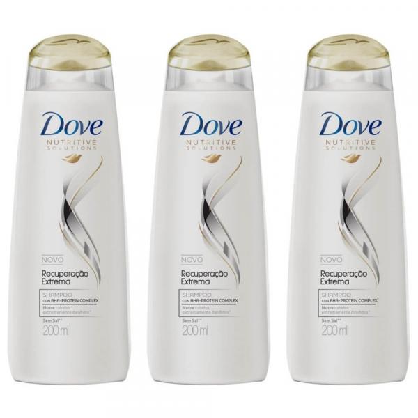 Dove Recuperação Extrema Shampoo 200ml (Kit C/03)