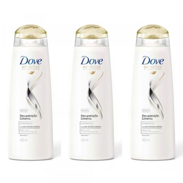 Dove Recuperação Extrema Shampoo 400ml (Kit C/03)