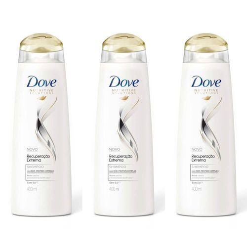 Dove Recuperação Extrema Shampoo 400ml (kit C/03)