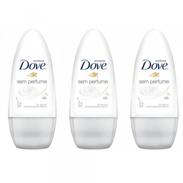 Dove S/ Perfume Desodorante Rollon Feminino 50ml (Kit C/03)