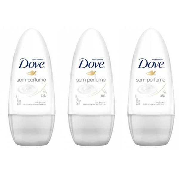 Dove S/ Perfume Desodorante Rollon Feminino 50ml (Kit C/03)