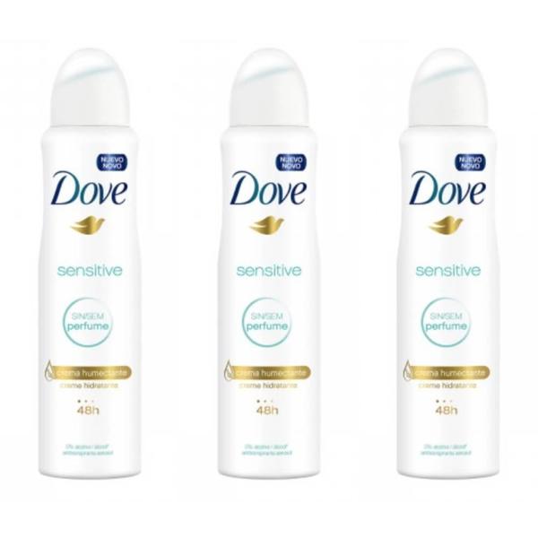 Dove Sensitive Desodorante Aerosol Feminino 89g (Kit C/03)