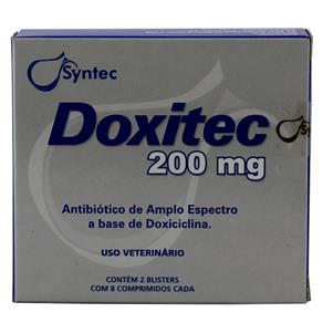 Doxitec 200mg Antibiótico Cães 16 Comprimidos - Syntec