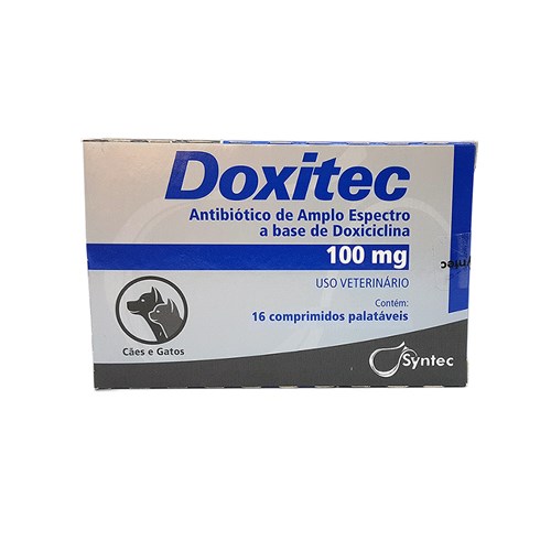 Doxitec 100mg 16 Comp Syntec Antibiótico Cães e Gatos
