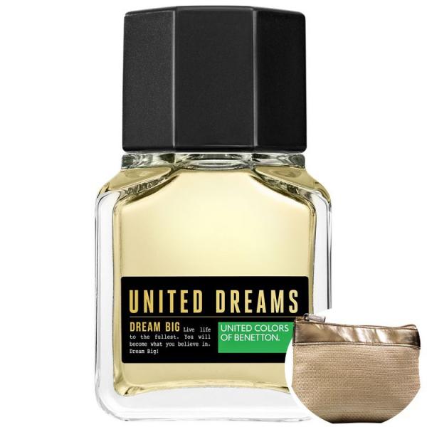 Dream Big Man Benetton EDT - Perfume Masculino 60ml+Nécessaire Beleza na Web Bege e Dourado
