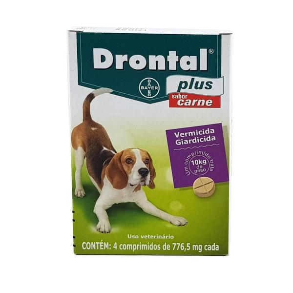 Drontal Plus Carne Cães 10kg 4 Comp Bayer Vermífugo Oral