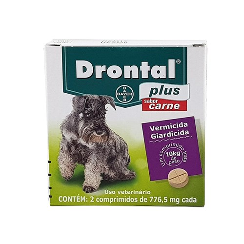 Drontal Plus Carne Cães 10kg 2 Comprimidos Bayer Vermífugo