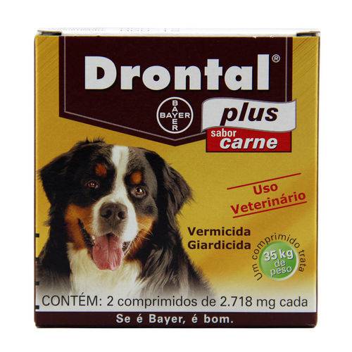 Drontal Plus Carne Cães 35kg 2 Comp - Bayer (vermífugo Oral)