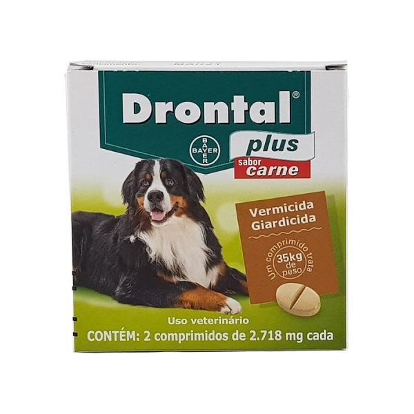 Drontal Plus Carne Cães 35kg 2 Comp Bayer Vermífugo Oral