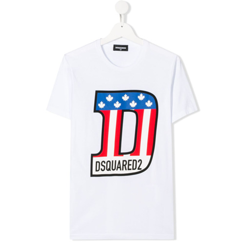 Dsquared2 Kids Camiseta USA com Logo - BRANCO