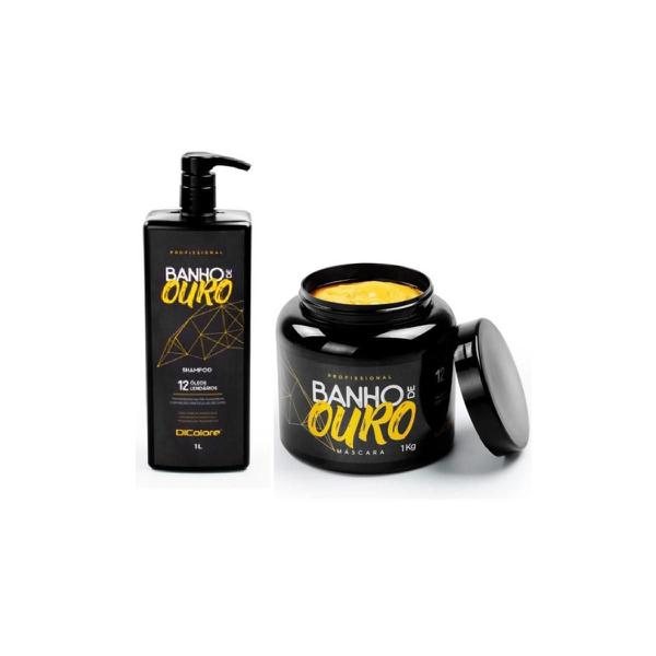 DUO Dicolore Banho de Ouro Shampoo 1L + Mascara 1kg - Dicolore Profissional