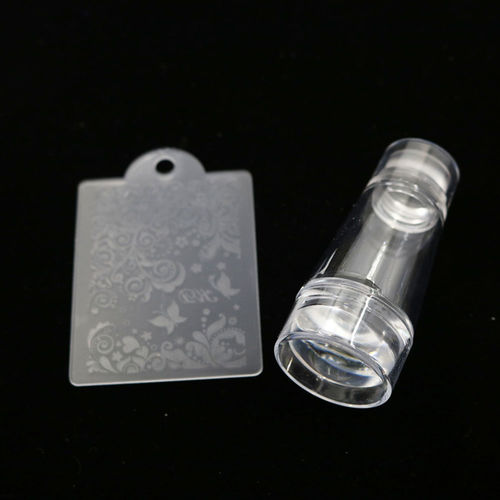 Dupla Cabeça do Prego Jelly Silicone Stamper Seal Manicure Art Ferramenta de Estampagem