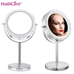 Duplos de 10X de ampliação Brilho Make Up Espelho LED HD de maquiagem Cosmetic Espelhos suporte Espelho Rodada Rotary Desk Tabela