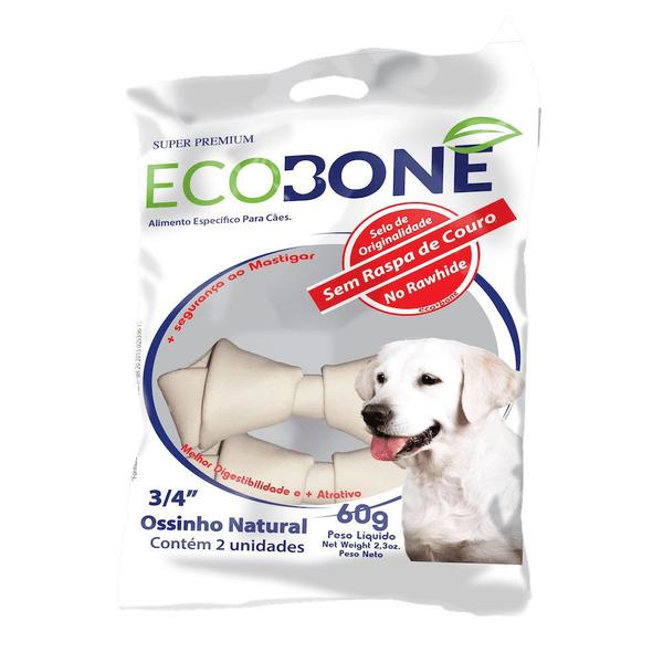 Ecobone - Osso Nó Natural Vegano 3/4 para Cães (2 Unidades)