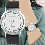 ECONOMICXI Sleek Minimalist Dial Round Belt Women's Watch Jewelry Gift E11-U
