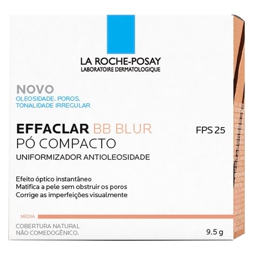 Effaclar BB Blur La Roche Posay Uniformizador Antioleosidade Pó Compacto Cobertura Natural Média com 9,5g