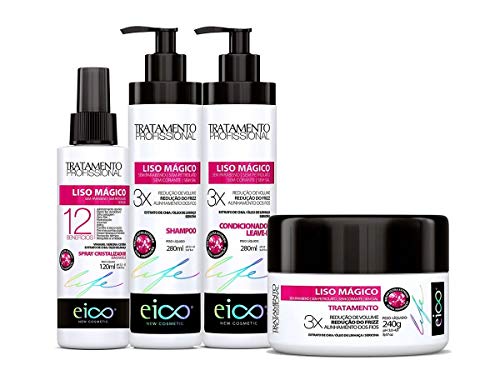 Eico Kit Liso Mágico Shampoo + Condicionador + Máscara + Spray