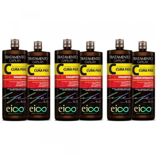 Eico Life Cura Fios Shampoo + Condicionador 1 L (Kit C/03)