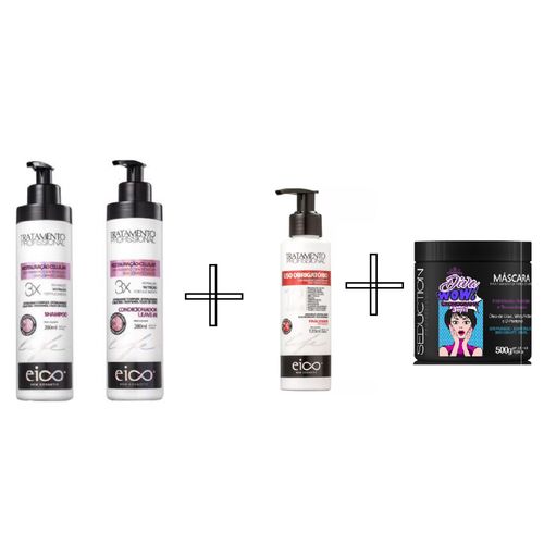 Eico Life - Kit Restauração Celular Shampoo 280G+ Condicionador 280g + Finalizador 120ml + Máscara Diva Cronograma 3 em 1 - 500g