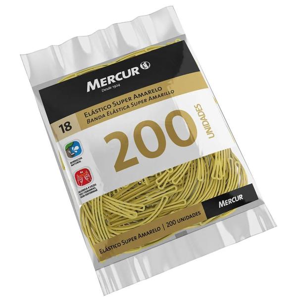 Elástico de Escritório 200 Unidades Super Amarelo de Latex 8,5Cm - Mercur