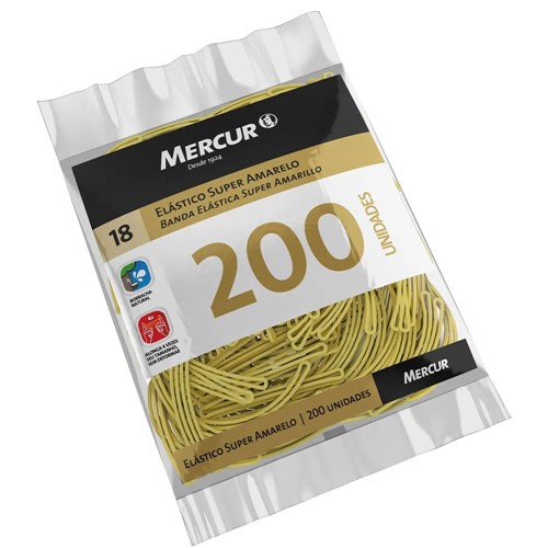 Elástico de Escritório 200 Unidades Super Amarelo de Latex 8,5Cm - Mercur