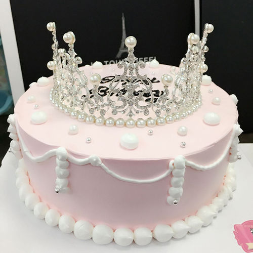 Elegante Casamento Da Princesa Branco Crystal Pearl Cake Decoration Crown