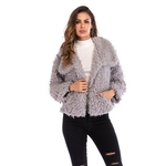 Elegante elegante lapela imitação lã de carneiro curto Jacket Coats Quente