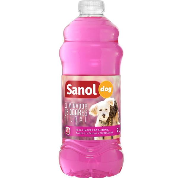 Eliminador de Odores Floral Sanol Dog - para Limpeza de Quintais, Canis e Clínicas Veterinárias - Total Química (2 L) - Sanol - Total Química