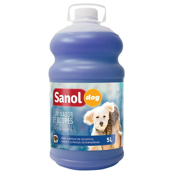 Eliminador de Odores Tradicional Sanol Dog- para Limpeza de Quintais, Canis e Clínicas Veterinárias - Total Química (5l) - Sanol - Total Química
