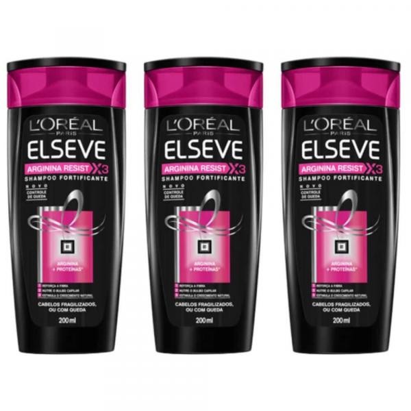 Elseve Arginina Resist Fortificante Shampoo 200ml (kit C/03)