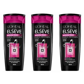 Elseve Arginina Resist X3 Shampoo 400ml - Kit com 03