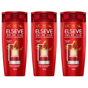 Elseve Color Vive Shampoo 200ml - Kit com 03
