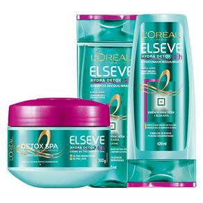 Elseve Hydra-Detox L`Oreal Paris - Condicionador + Shampoo + Creme de Tratamento Kit