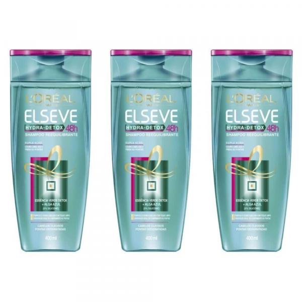 Elseve Hydra Detox Shampoo Anti Oleosidade 400ml (kit C/03)